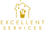 A yellow and black logo for an excellent service.